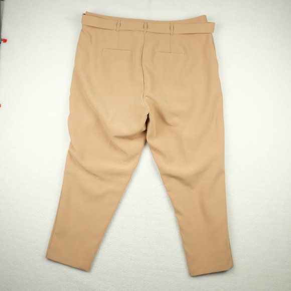 Torrid Womens Trouser Pant 16 Beige Capri Belted Straight Leg Stretch Woven - Picture 4 of 10